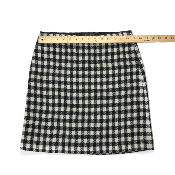 Talbots Womens Size 4P Black and White Checked Wool Blend Skirt - Picture 2 of 7
